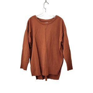 Terra & Sky Womens Plus Size Brown Long Sleeve Crew Neck Sweatshirt